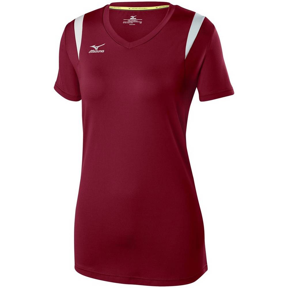 Camisas Mizuno Voleibol Balboa 5.0 Long Sleeve - Mulher - Bordeaux/Prateadas - SGWTV2367